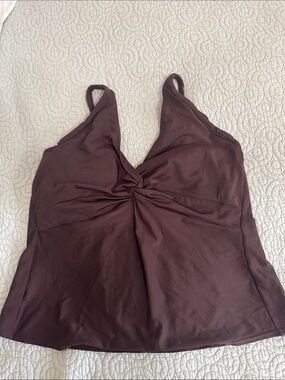 Sunsets Women’s Twist-Front Brown Tankini swim Top 38dd